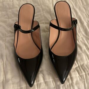 J Crew Collette Mule Heels Italian Patent Lthr 10